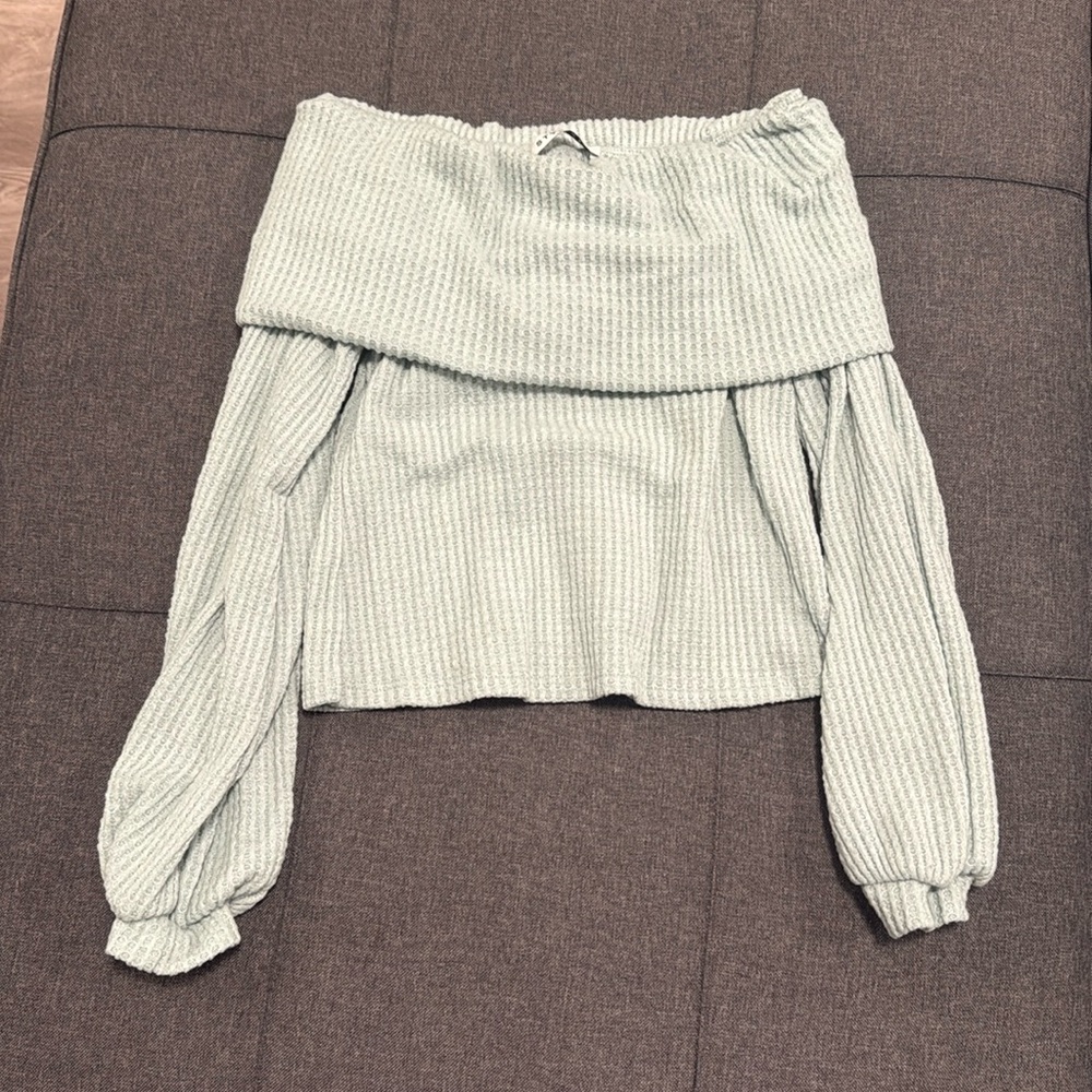Stylive Waffle Knit Off the Shoulder Cropped Sweater